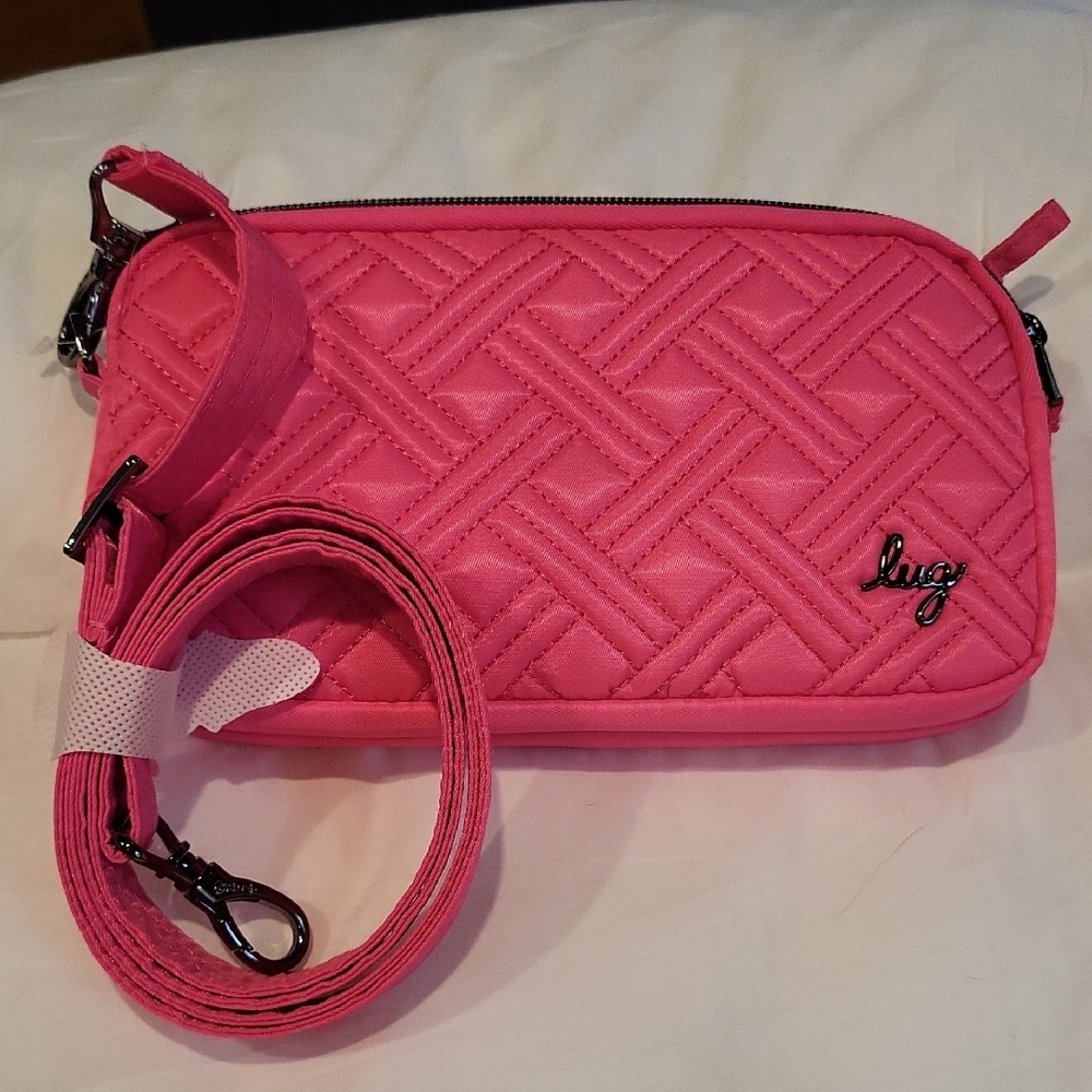 NWT Lug Pink Quilted Crossbody Bag with Adjustable Strap